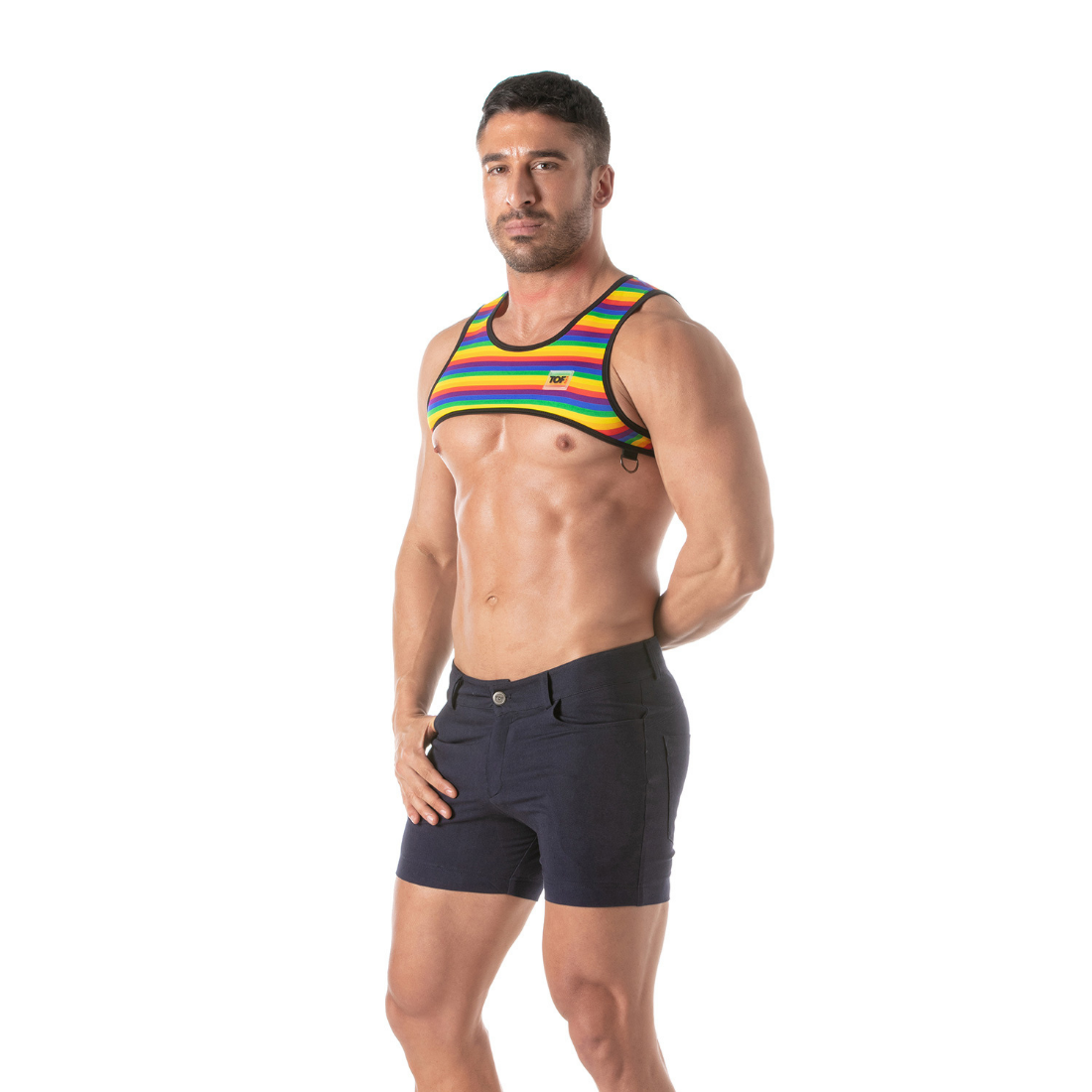 Rainbow Harness van TOF Paris, ontworpen voor gay mannen en te koop bij Flavourez.