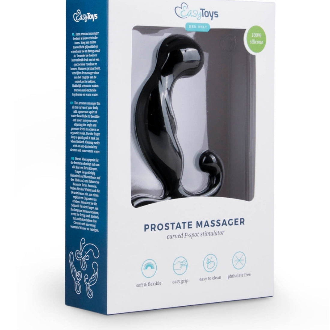 Zwarte prostaat dildo van siliconen ontworpen door EasyToys voor gay mannen en te koop bij Flavourez.