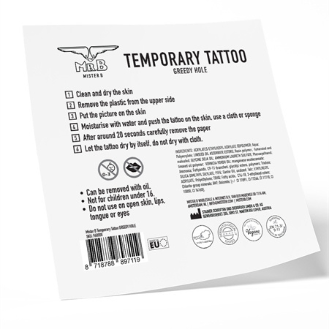Greedy hole, tijdelijke tattoo. Ontworpen door Mister B, perfecte accessoire voor festival of pride. Verkrijgbaar bij Flavourez