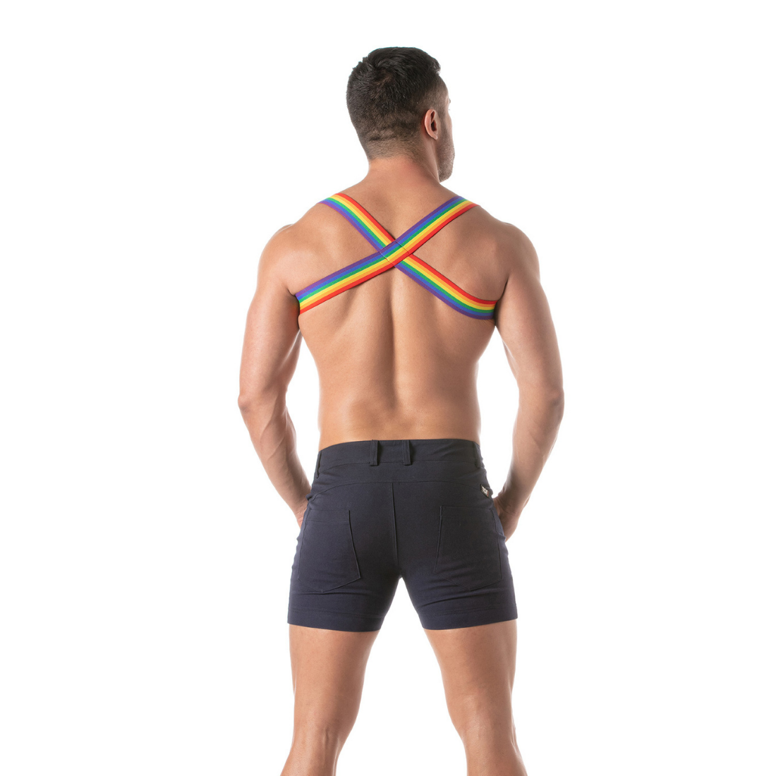 Regenboog Shoulder Harness van TOF Paris. Het perfecte Gay Pride accessoire voor mannen en te koop bij Flavourez.