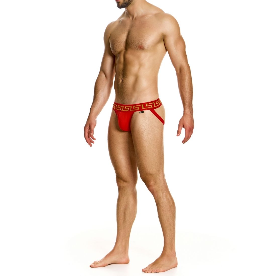 Luxe rode jockstrap ontworpen door Modus Vivendi voor gay mannen en te koop bij Flavourez.