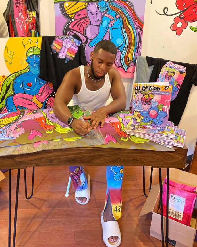 Zeer kleurrijke Poster Print 'Sprout Hood' geschilderd door Antzinyopants. Gay Art en LGBTQ+ Art van Antzinyopants is te koop bij Flavourez.