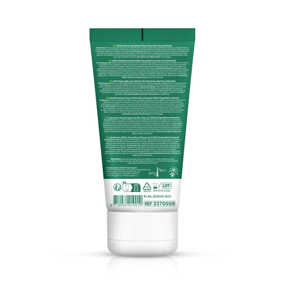 Tube met 100ml Bio & Natural Aloe Vera glijmiddel van EasyGlide. Te koop bij Flavourez.