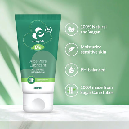 Tube met 100ml Bio & Natural Aloe Vera glijmiddel van EasyGlide. Te koop bij Flavourez.