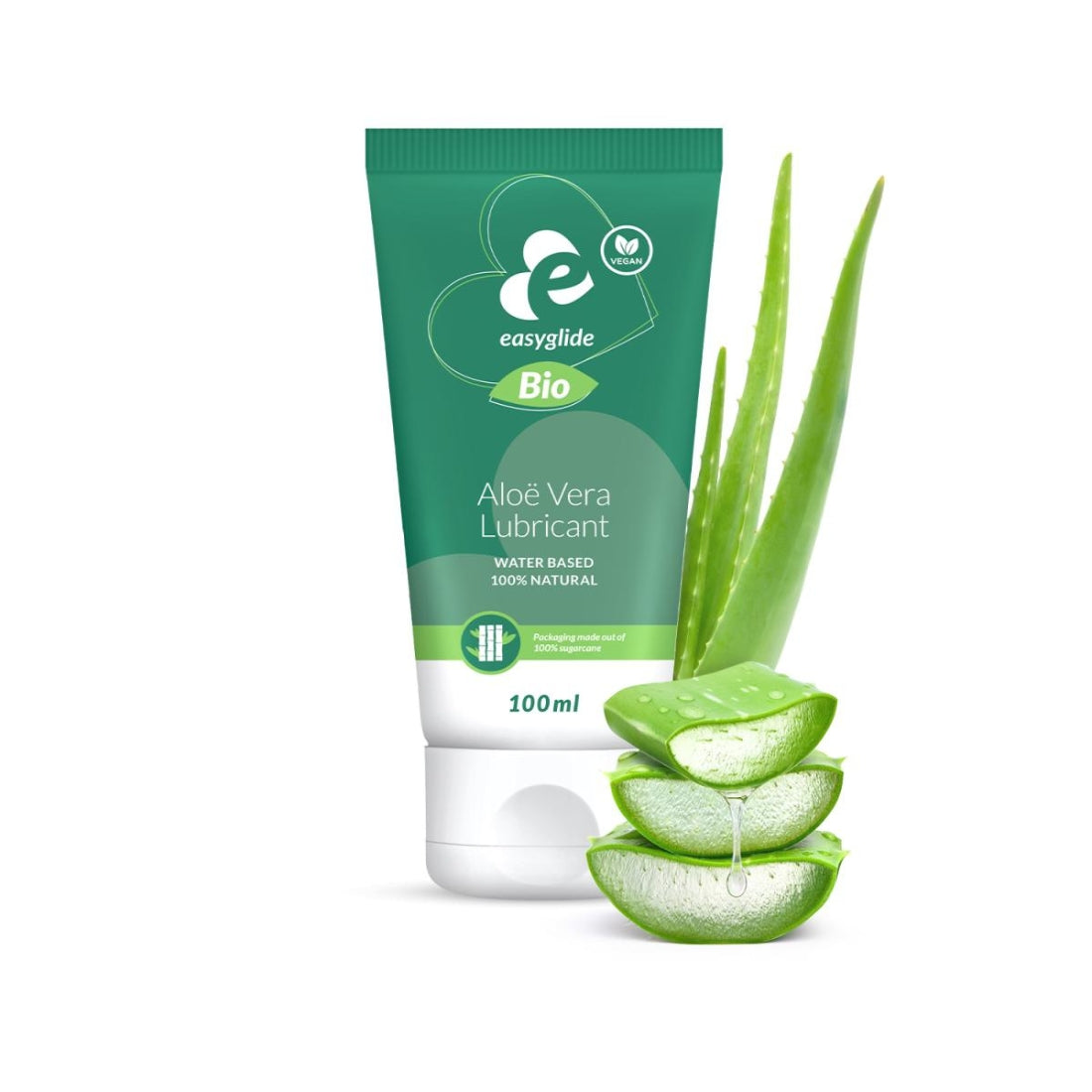 Tube met 100ml Bio & Natural Aloe Vera glijmiddel van EasyGlide. Te koop bij Flavourez.