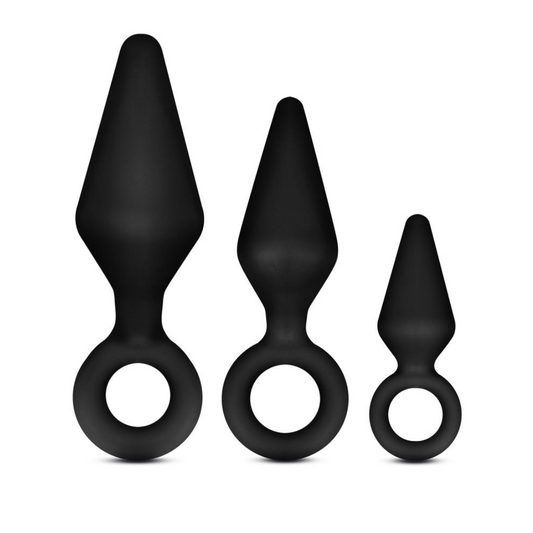 3-delige zwarte buttplug set ontworpen door Anal Adventures voor gay mannen en te koop bij Flavourez.