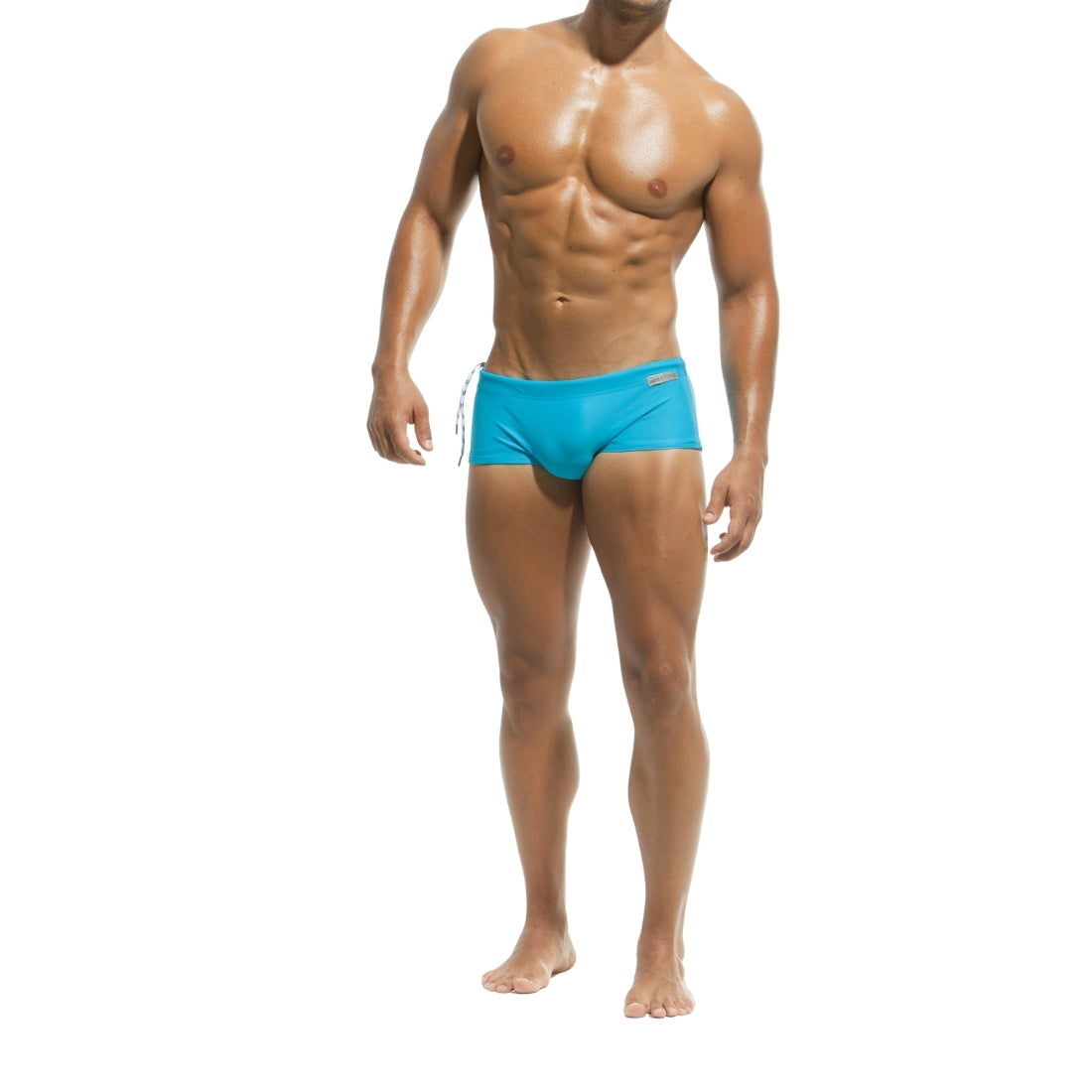 Populaire Brazilian cut zwemboxer in aquablauw. Ontworpen door Modus Vivendi voor gay mannen en te koop bij Flavourez