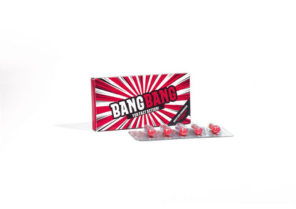 Doosje met 5 rode Bang Bang! erectiepillen van het Nederlandse merk VitaVero en te koop bij Flavourez.
