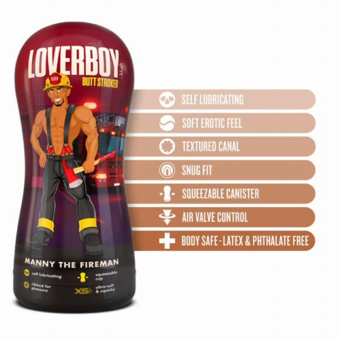 De Loverboy masturbator van Blush heeft een getinte anus opening. Gemaakt voor gay mannen en te koop bij Flavourez.