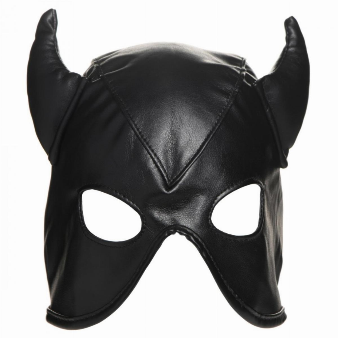 Zwart Dungeon Demon Bondage Masker Met Hoorns van Master Series. Perfect voor gay mannen en te koop bij Flavourez.