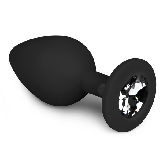 Medium zwarte buttplug gemaakt van siliconen met diamant. Ontworpen door EasyToys voor gay mannen en te koop bij Flavourez.