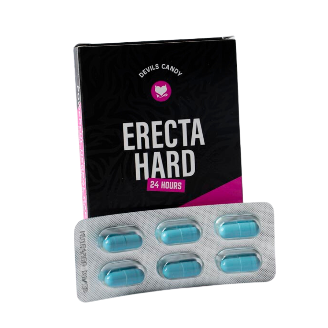Verpakking met 6 Morningstar - Devils Candy Erecta Hard erectiepillen, perfect voor gay mannen en te koop bij Flavourez.