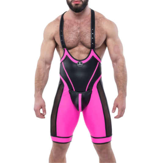 Spectaculair roze designer singlet van Sparta’s Harness. Perfect voor gay mannen en te koop bij Flavourez.