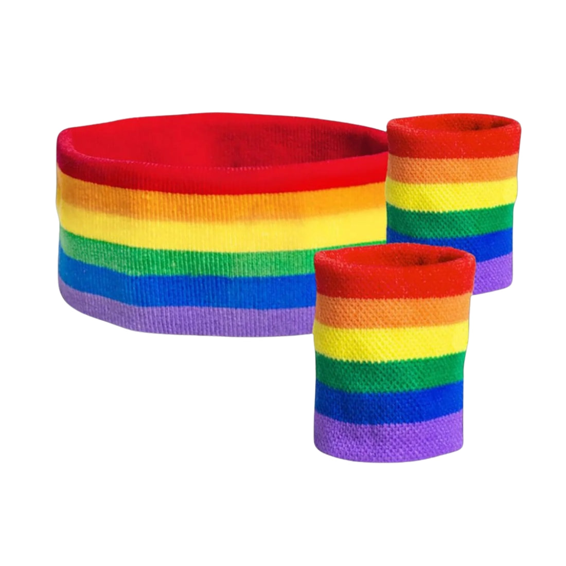 3-delige regenboog zweetbandjes set! Perfect voor gay prides en open minded festivals. Te koop bij Flavourez.