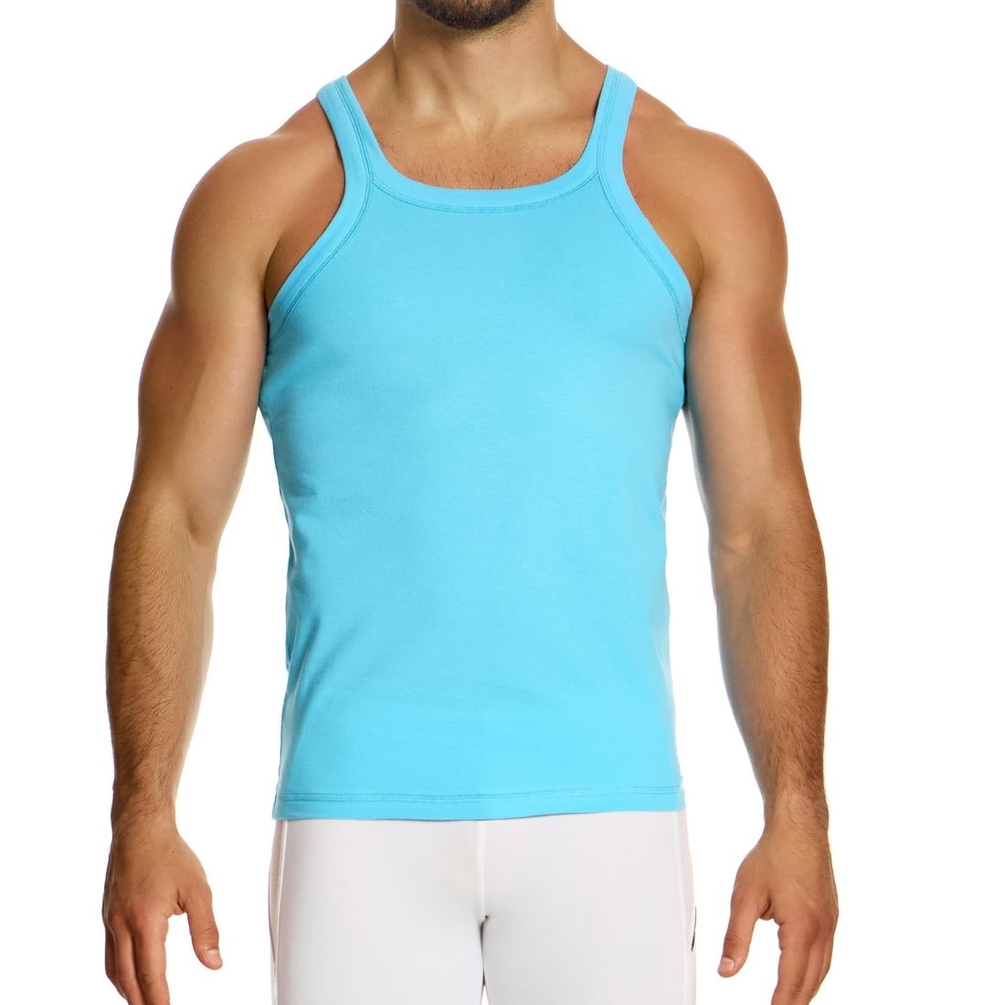 Lichtblauwe tank top ontworpen door Modus Vivendi voor gay mannen en te koop bij Flavourez.