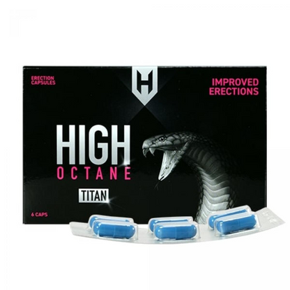 De bekende zwarte cobra, blauwe High Octane Titan erectiepillen. Perfect voor gay mannen en te koop bij Flavourez.