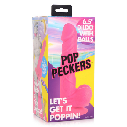 16.5 cm lange, roze dildo van het merk Pop Peckers. Perfect voor gay mannen en te koop bij Flavourez.