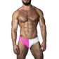 Tweekleurige zwemslip in de kleuren roze en wit, ontworpen door het Italiaanse modehuis Sparta’s Harness en te koop bij Flavourez.