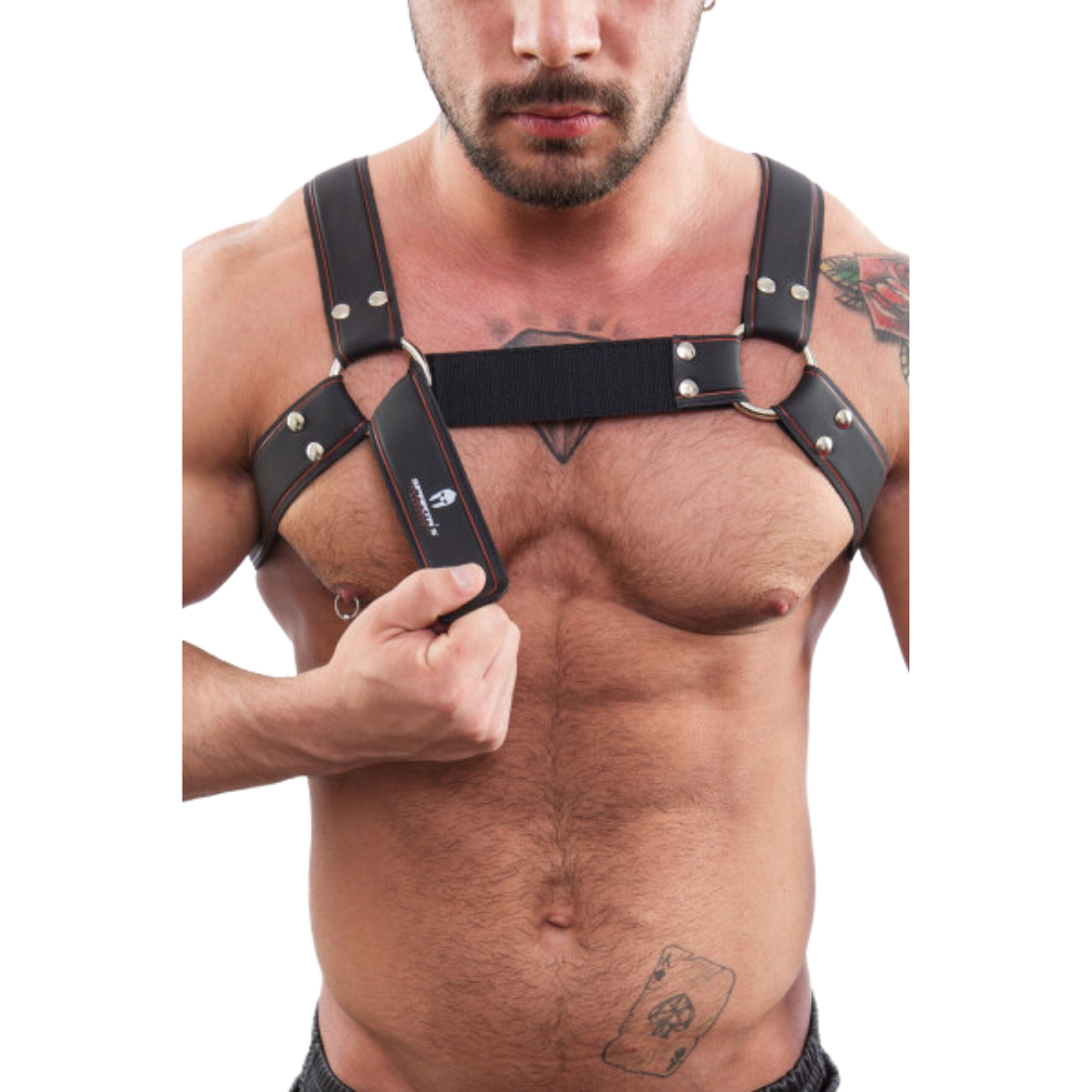 Sexy zwart party harnas ontworpen door het Italiaanse gay merk Sparta’s Harness en te koop bij Flavourez.