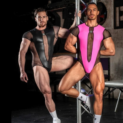 Super sexy zwarte gay bodysuit van het befaamde Italiaanse merk Sparta’s Harness, perfect voor gay mannen en te koop bij Flavourez.