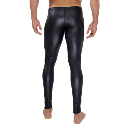 Zwarte imitatieleren herenlegging (vegan), gemaakt van stretchstof en ontworpen door Tof Paris perfect voor gay mannen en te koop bij Flavourez.