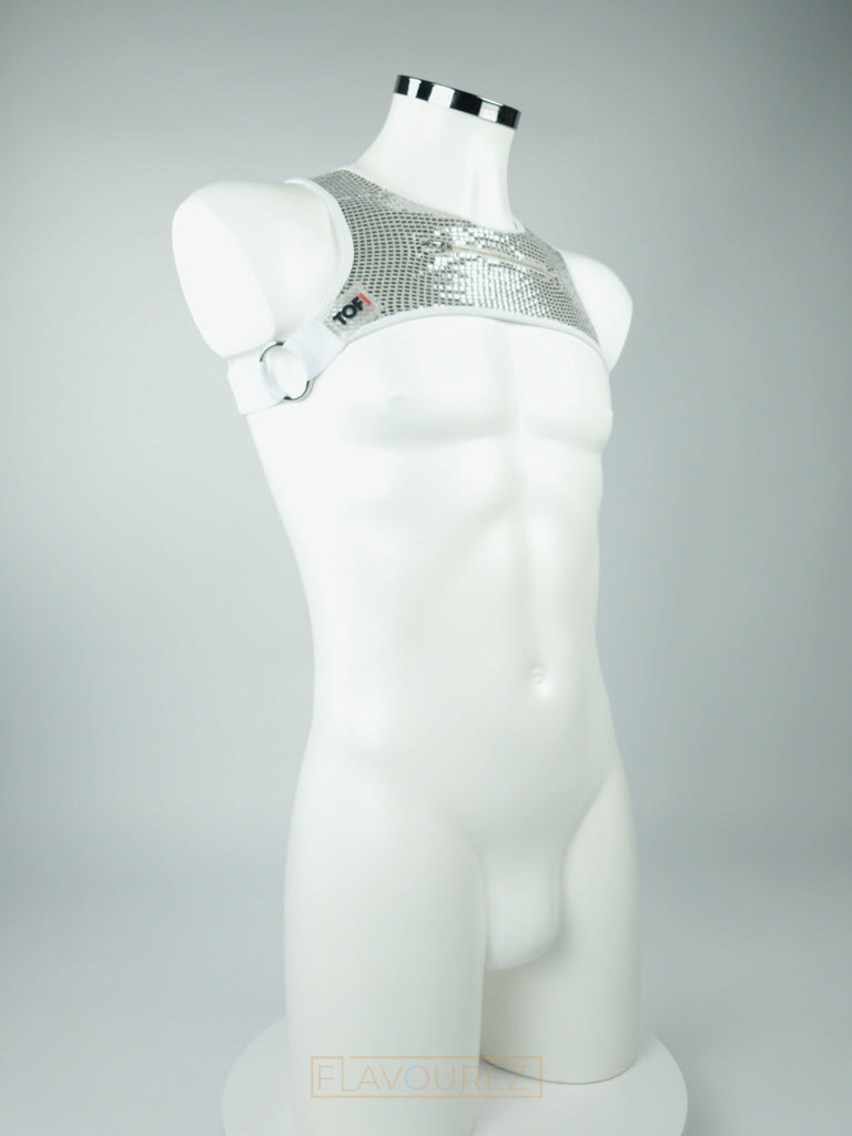 Luxe, sexy zilveren harnas, ontworpen door het Franse merk Tof Paris en te koop bij Flavourez.
