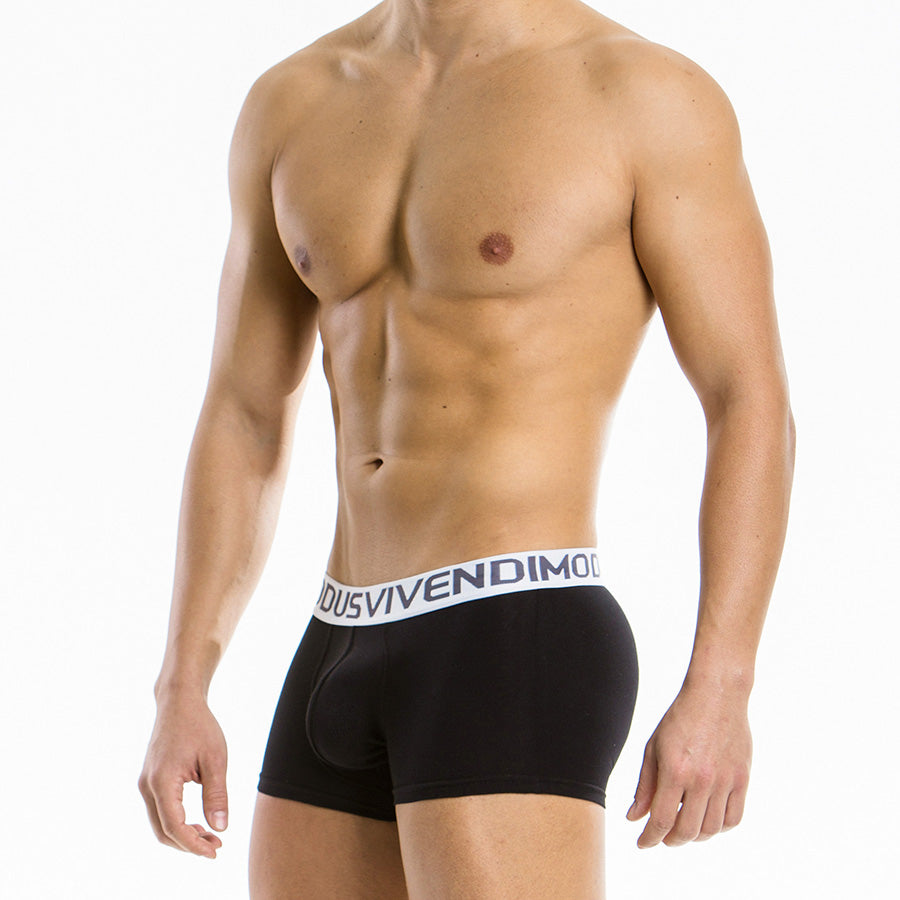 Stijlvolle zwarte boxershort ontworpen door Modus Vivendi, te koop bij Flavourez.