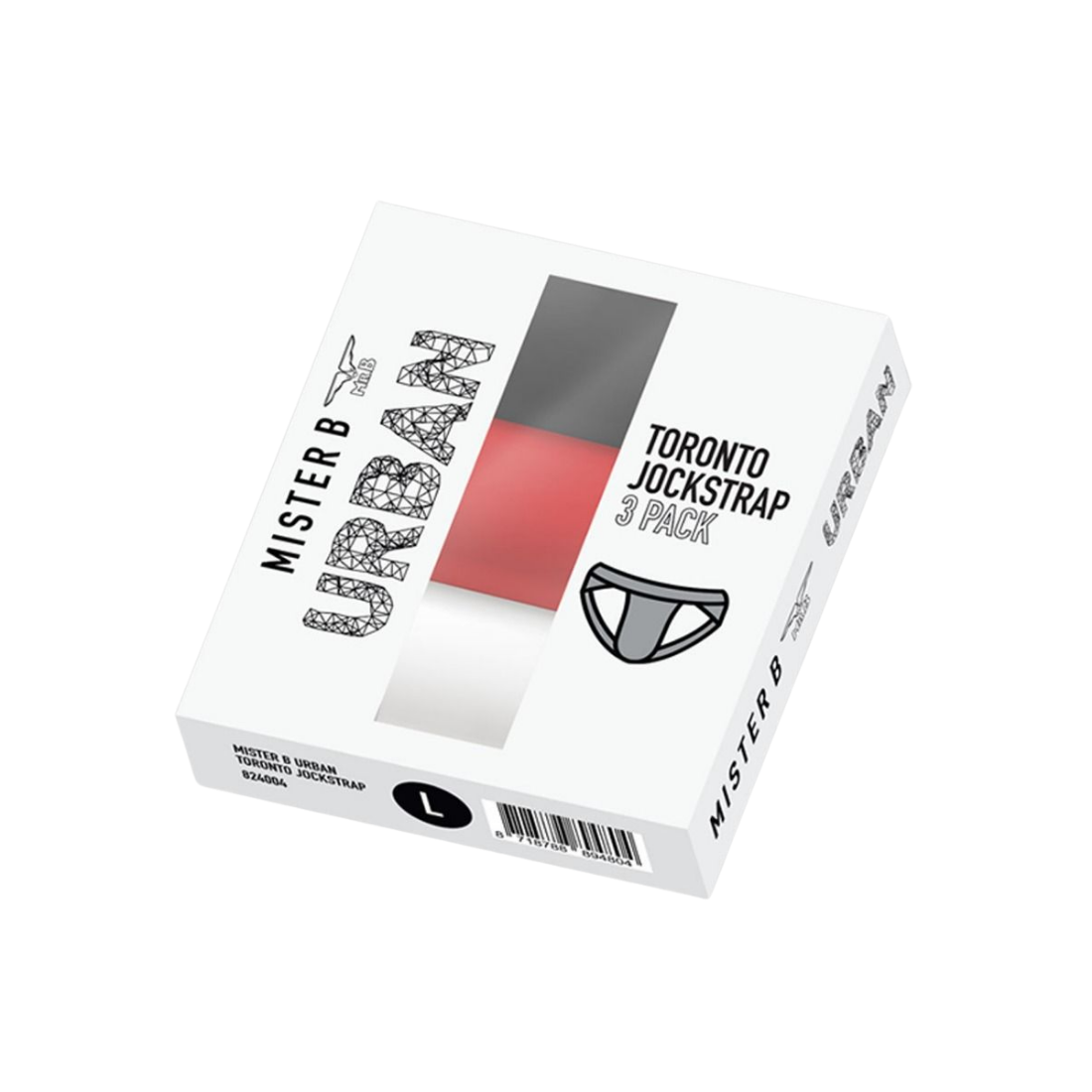 3-pack met 1 zwarte, 1 witte en 1 rode jockstrap van Mister B. Perfect voor dagelijks gebruik. Verkrijgbaar bij Flavourez.