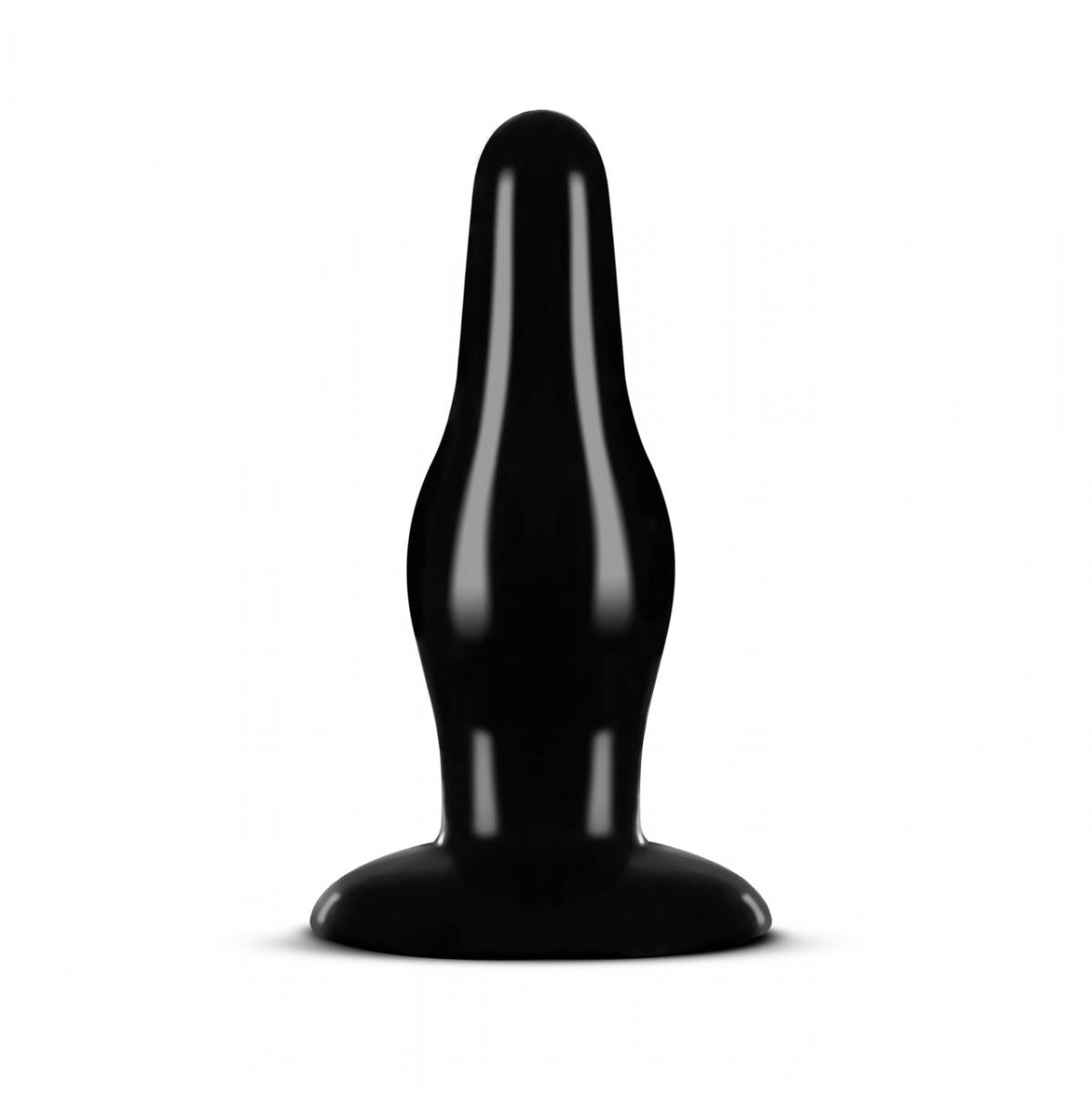 Zwarte butt plug met slanke schacht en smalle punt, gemaakt van siliconen, breng je makkelijk in. De butt plug heeft het formaat medium en is van Anal Adventures. Te koop bij Flavourez.