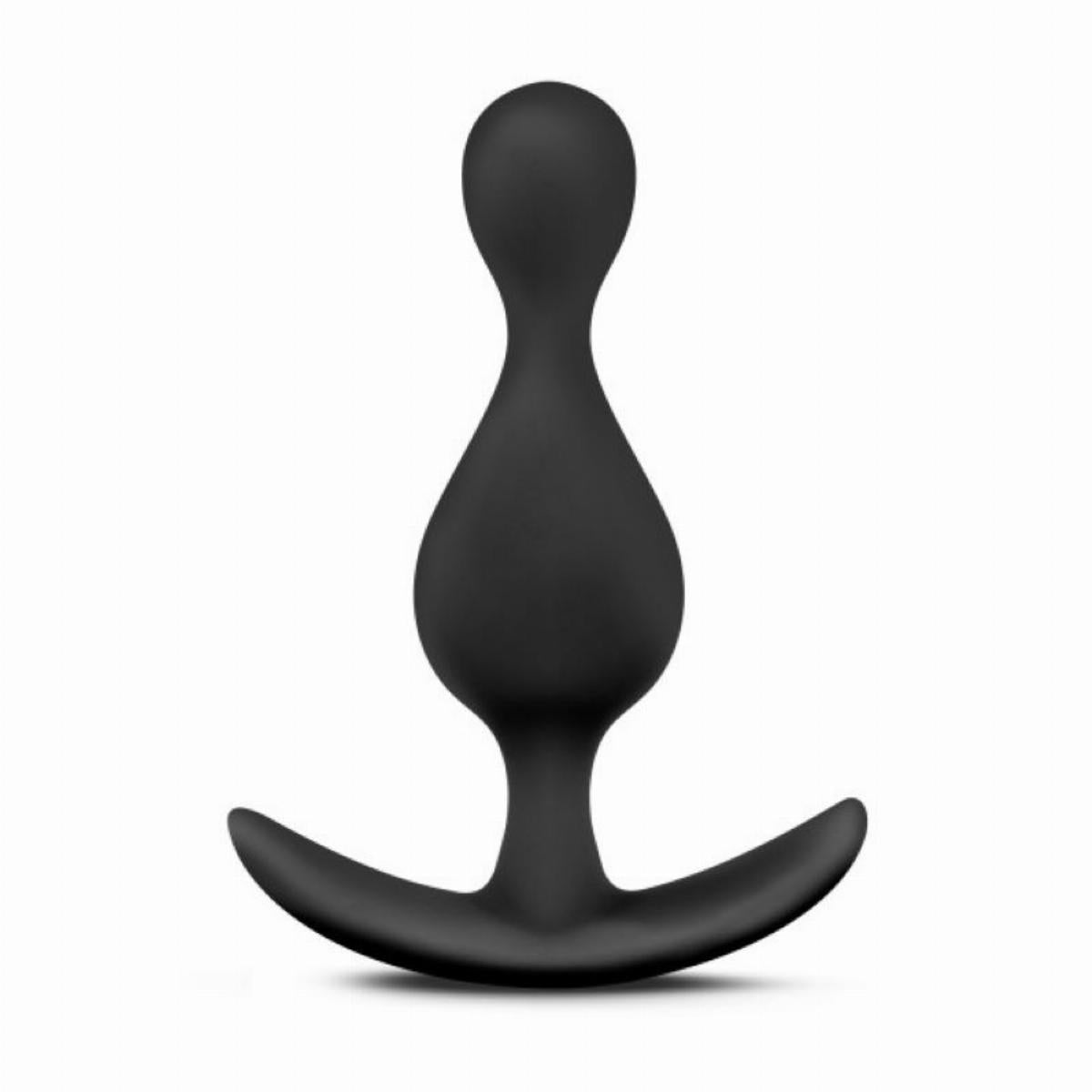 Zwarte butt plug gemaakt van siliconen met een golvend design en breed handvat van het merk Anal Adventures. Deze butt plug is te koop bij Flavourez.