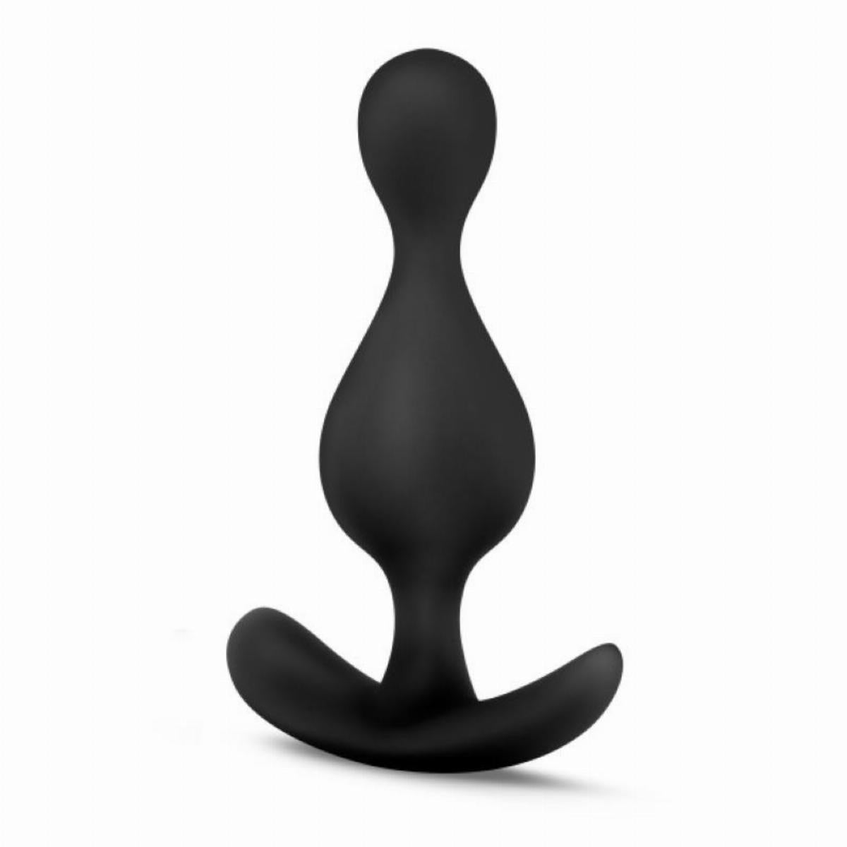 Zwarte buttplug van siliconen met golven, ontworpen door Anal Adventures voor gay mannen en te koop bij Flavourez.