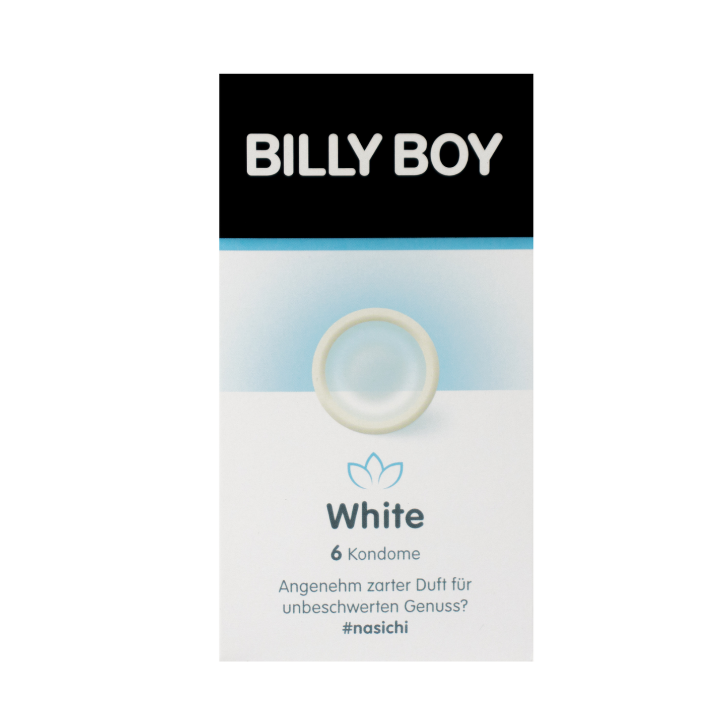 Doosje met 6 Billy Boy White condooms, te koop bij Flavourez.