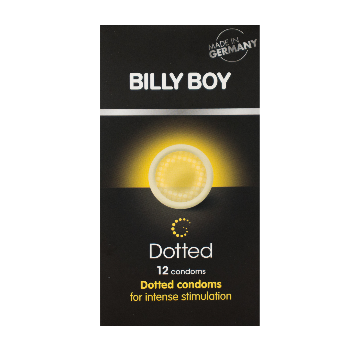 Doosje met de beste Duitse kwaliteit-condooms: Billy Boy Dotted condooms! Te koop bij Flavourez.