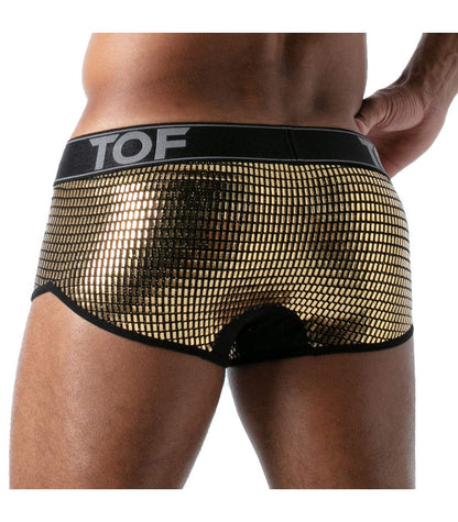 Chique sexy gouden boxershort ontworpen door TOF Paris. Kleding van TOF Paris koop je bij Flavourez.