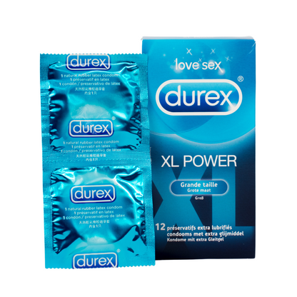 Durex XL condooms hebben een nominale breedte van 56 - 57 mm en zijn geschikt voor een XL penis. Durex condooms koop je bij Flavourez.nl