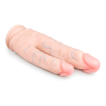 Witte dubbele penetratie dildo van EasyToys met zuignap en 25 cm lang. Perfect voor gay mannen en te koop bij Flavourez.