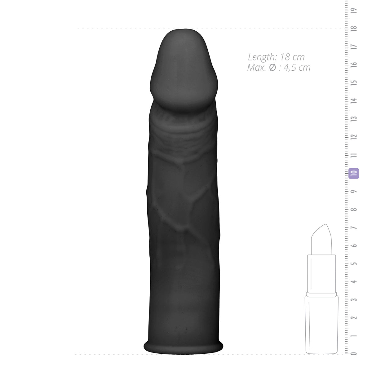 Zwarte realistische penisverlenger van het merk EasyToys. Gemaakt van siliconen en te koop bij Flavourez.