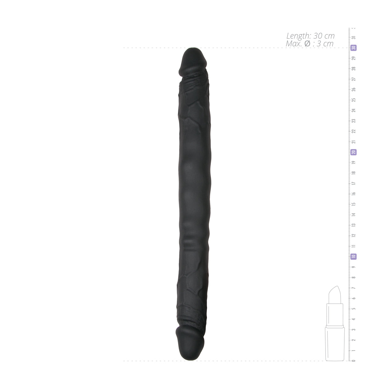 Realistische zwarte dubbele dildo van 30 cm lang. De dildo is van het merk EasyToys en te koop bij Flavourez