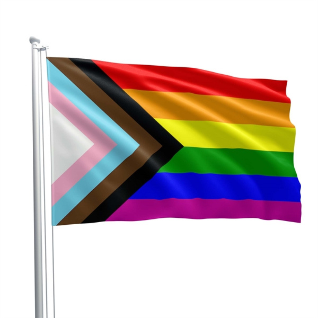 Progress Pride vlag, formaat 90cm x 150 cm van Mister B en te koop bij Flavourez.