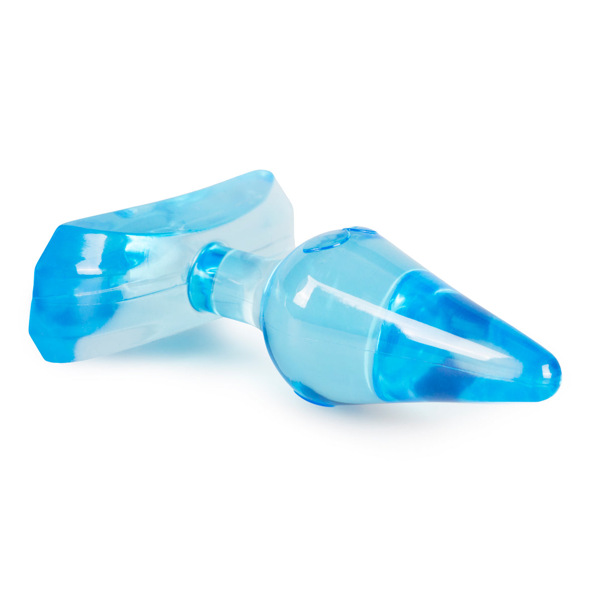 Lichtblauwe mini butt plug van EasyToys. De butt plug is 7 cm hoog en is te koop bij Flavourez (4)