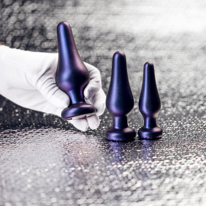 Luxe 3-delige, buttplug set van Hueman. Perfect voor gay mannen en te koop bij Flavourez.