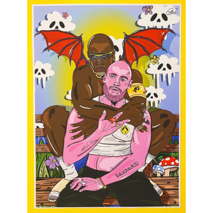 Zeer kleurrijke Poster Print 'Homie Lover' geschilderd door Antzinyopants. Gay Art en LGBTQ+ Art van Antzinyopants is te koop bij Flavourez.