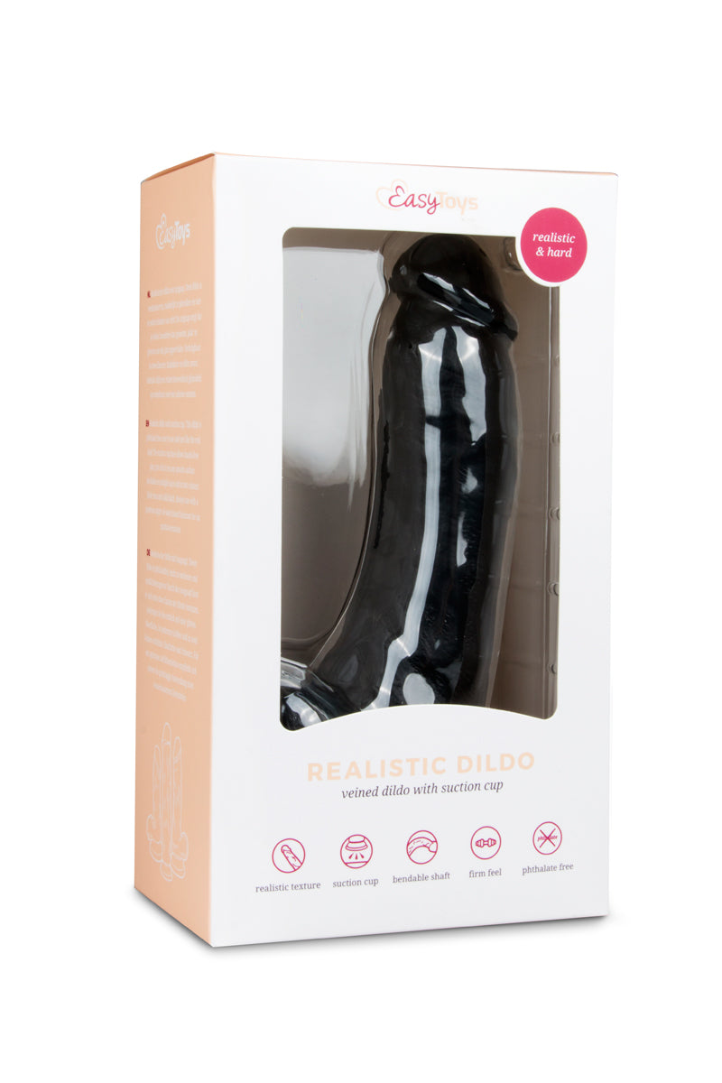 Realistische zwarte XXL dildo van 20 cm met balzak van het merk EasyToys en te koop je bij Flavourez.