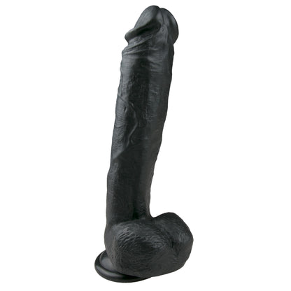 Realistische zwarte XXXXL dildo van 26.5 cm met balzak van het merk EasyToys en te koop je bij Flavourez.