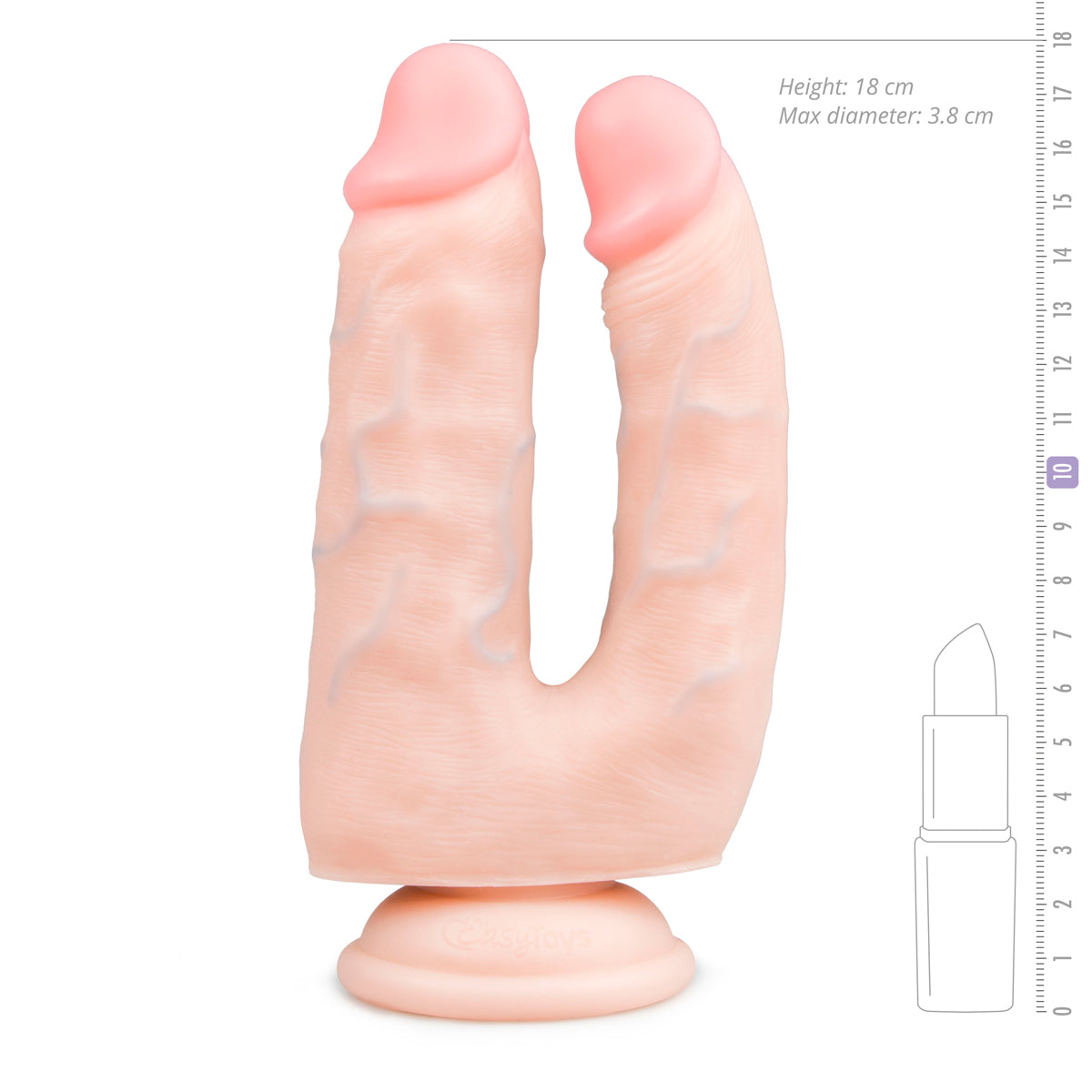 Realistische witte dubbele dildo van 15 cm, van het merk EasyToys. Gemaakt van siliconen. EasyToys dildo's koop je bij Flavourez