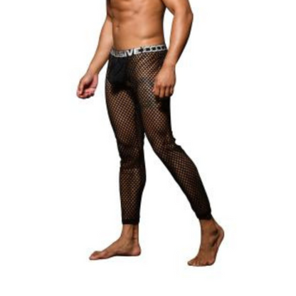 Sexy zwarte mesh legging van het succesvolle merk Andrew Christian  perfect voor gay mannen en te koop bij Flavourez.