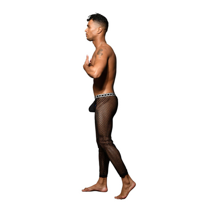 Sexy zwarte mesh legging van het succesvolle merk Andrew Christian  perfect voor gay mannen en te koop bij Flavourez.