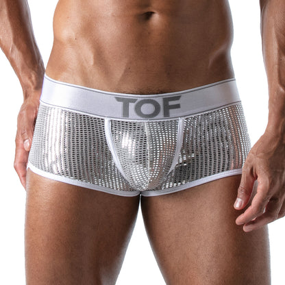 Chique sexy zilverkleurige boxershort ontworpen door TOF Paris. Kleding van TOF Paris koop je bij Flavourez.