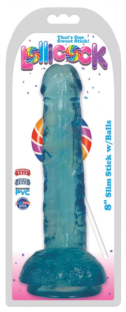 Transparant blauwe dildo van Lollicock, 20.3 cm lang en heeft een realistisch design. Verkrijgbaar bij Flavourez