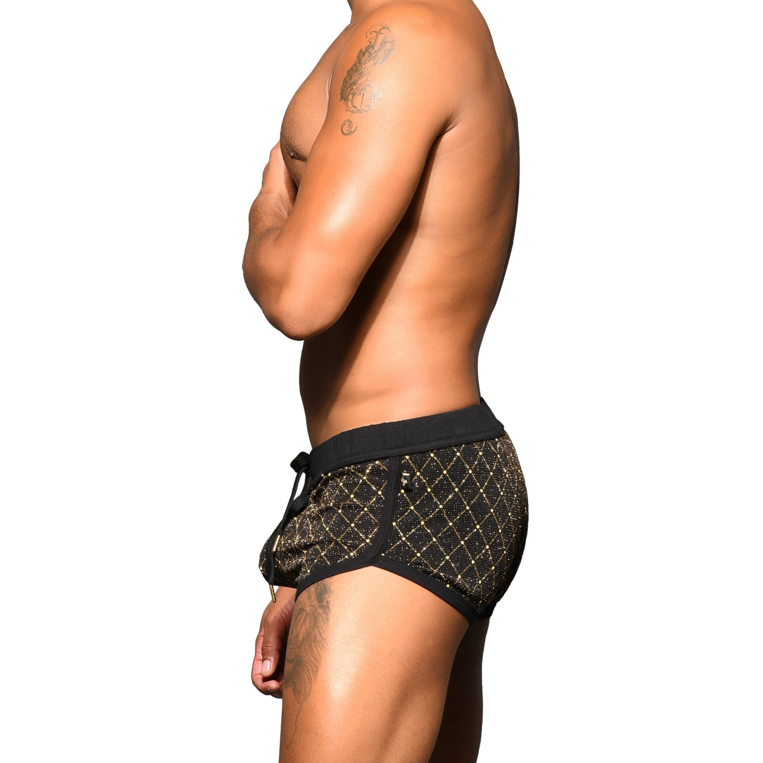  Zwarte Argyle Glam Short van Andrew Christian, perfect voor gay mannen en te koop bij Flavourez